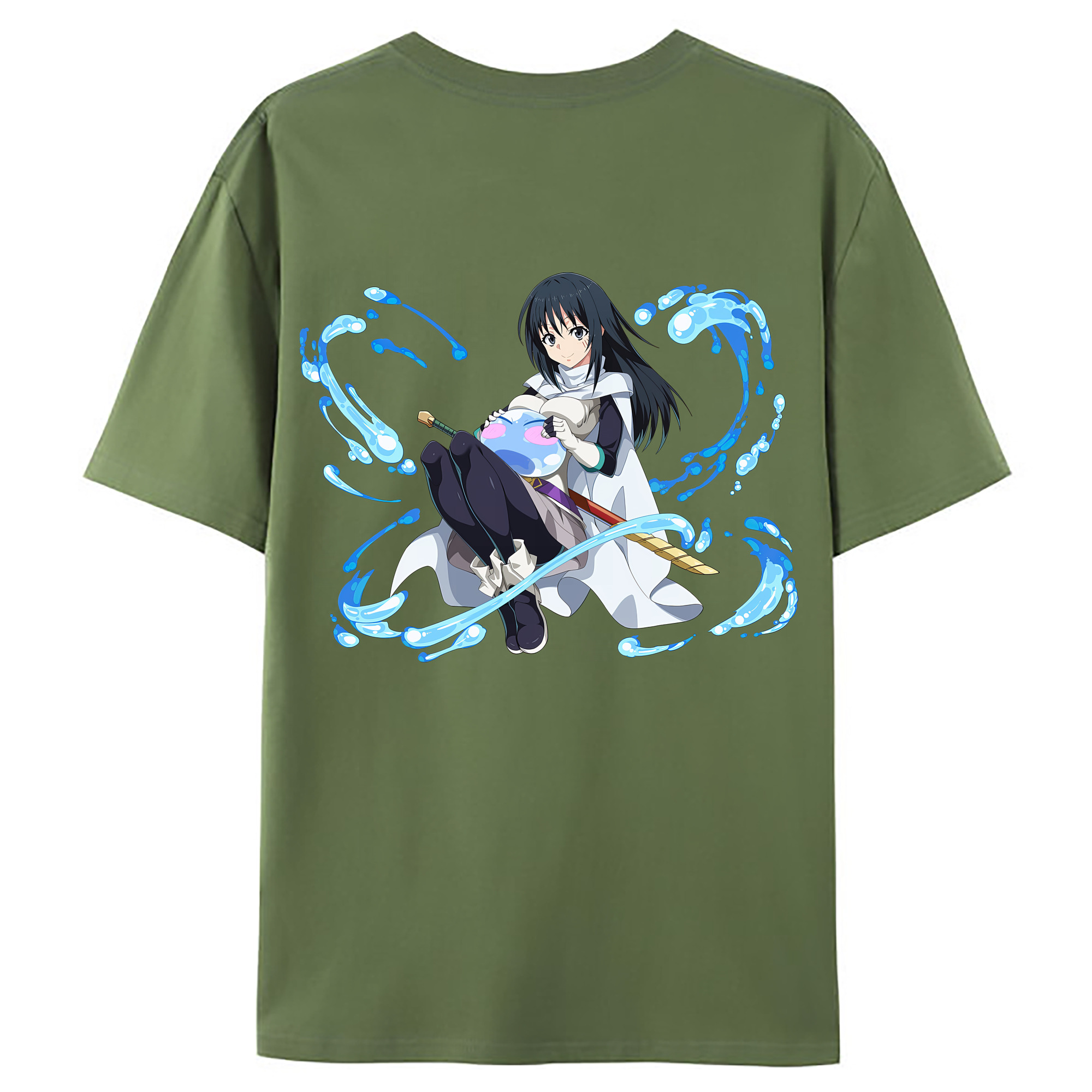 （画像用） 転スラ Regarding Reincarnated to Slime 綿100％ メンズ半袖Tシャツ（バックプリント） 通気性